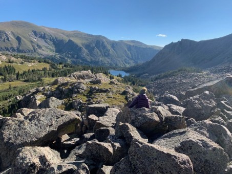 Looking down on Diamond Lake from Middle Diamond.